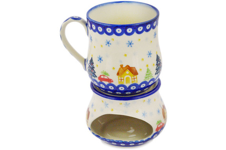 Zestaw Podgrzewacz z Kubkiem Ceramika Bolesławiec