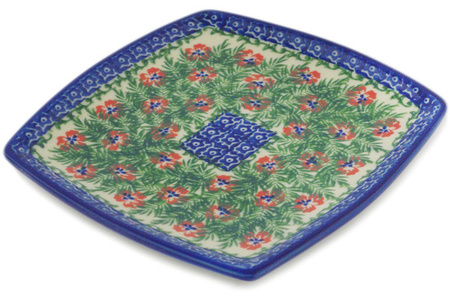 Talerz kwadratowy 18 cm Ceramika Bolesławiec 2 gatunek