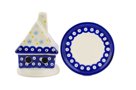 Świecznik Domek Ceramika Bolesławiec