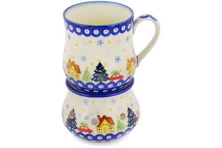 Zestaw Podgrzewacz z Kubkiem Ceramika Bolesławiec