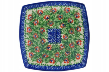 Talerz kwadratowy 18 cm Ceramika Bolesławiec 2 gatunek