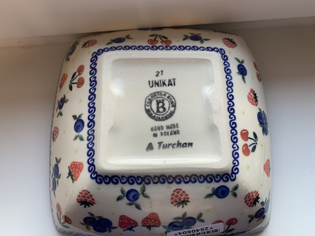 Miska kwadratowa 20 cm Ceramika Bolesławiec 2 gatunek